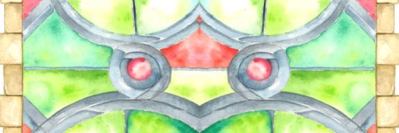 Watercolour of Gilstrap stained glass window